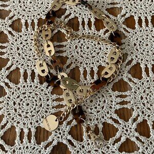 Vintage Women’s Nine West Gold and Acrylic Link Belly Swing Chain Belt